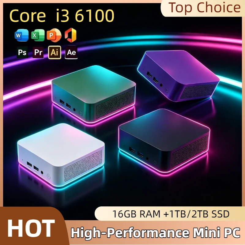 i3 6100 Intel Ultra Mini Desktop 16GB RAM 1TB 2TB M.2 NVMe SSD WiFi6 Bluetooth 5.2 Low Power Pro Max Plus