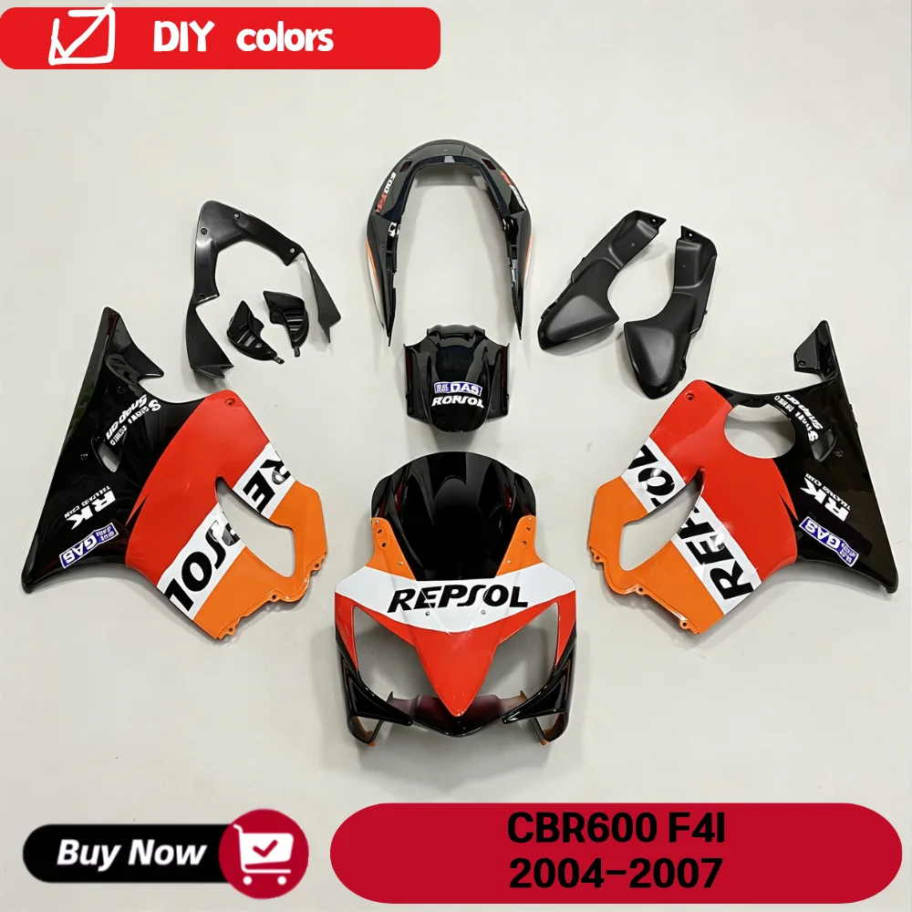 Motorcycle Fairing Kit ABS Plastic Body Fit For  CBR600 CBR600F F4I 2004 2005 2006 2007 Injection Fairings Bodykits Repsol