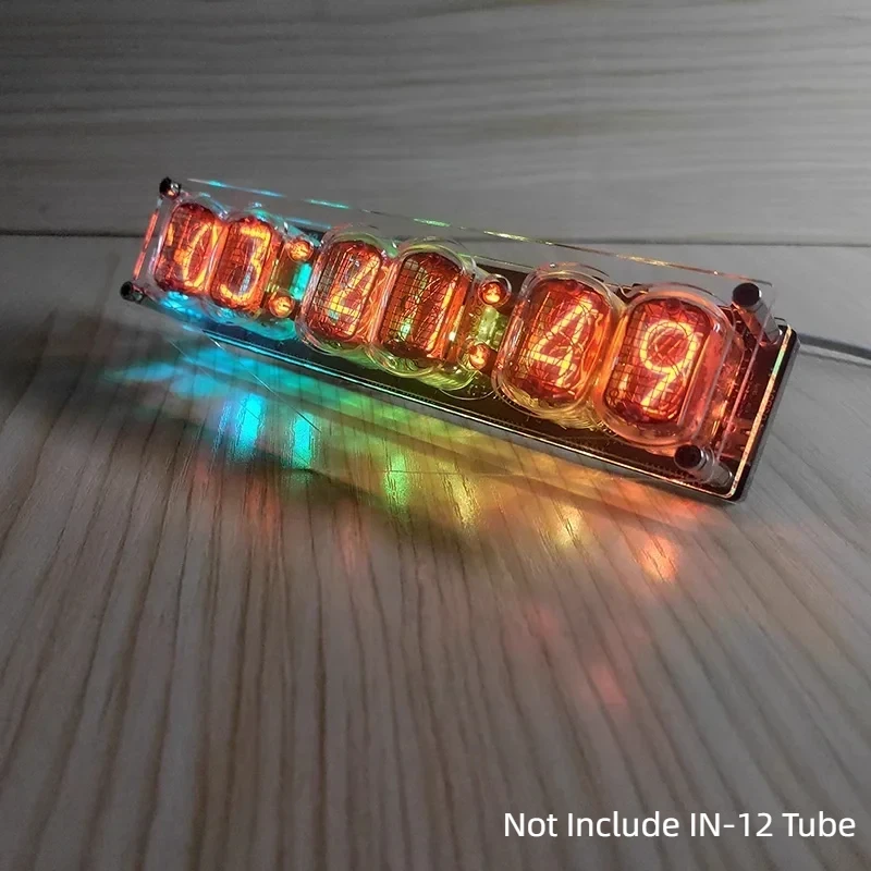 GHXAMP 6-bit IN-12 Glow Tube Clock IN12 Nixie Clock Base Gift Akcesoria komputerowe do komputerów stacjonarnych Wersja zaawansowana DC5V