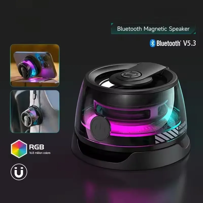 Portable Bluetooth Speaker HECATE G200 RGB Lighting Magnetic Speaker Bluetooth 5.3 Mini Sound Box 7 Hours Playback Phone Holder