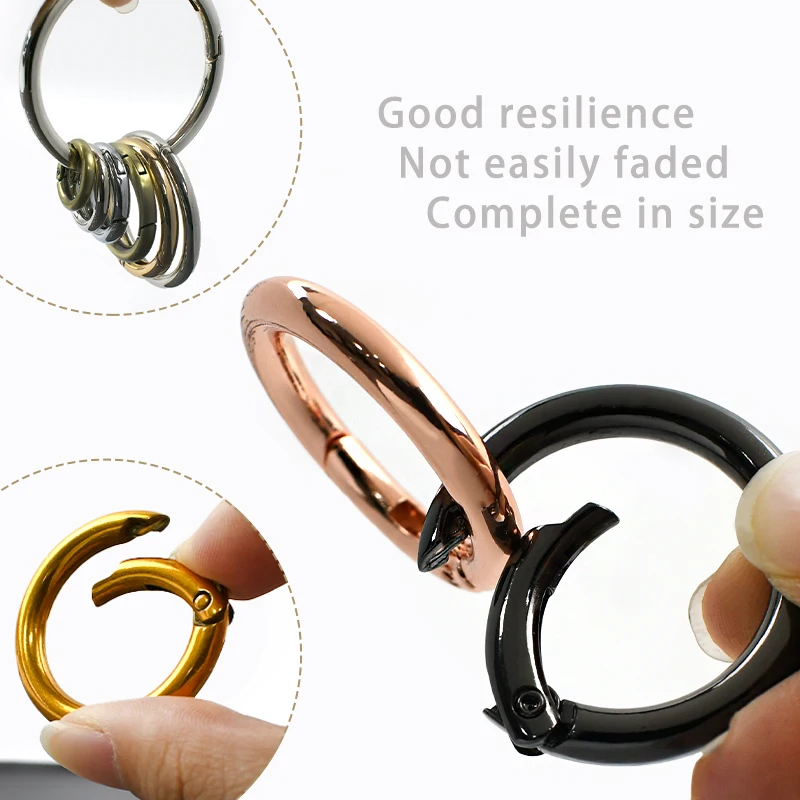 

5/10Pcs 16-50mm Metal O Ring Snap Hook Circular Openable Keychain Bag Strap Hooks Sewing Kit Webbing Spring Loop DIY Accessories