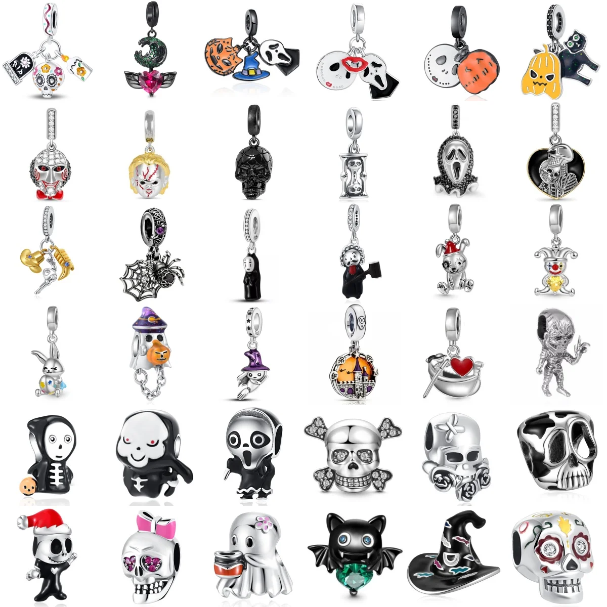 

New MINISO S925 Silver Halloween Easter Thrilling Carnival Party Charm Fit for Original Bracelet DIY Boutique Jewelry Accessorie