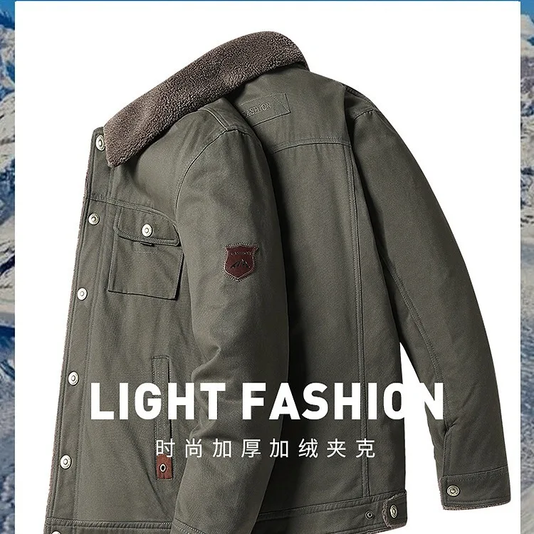 

Male Army Velvet Clothes Men Outdoor Casual Warm Men's Coat Casual Lamb Parka Men Trendy Jacket Winter Men New Thickened Jacket