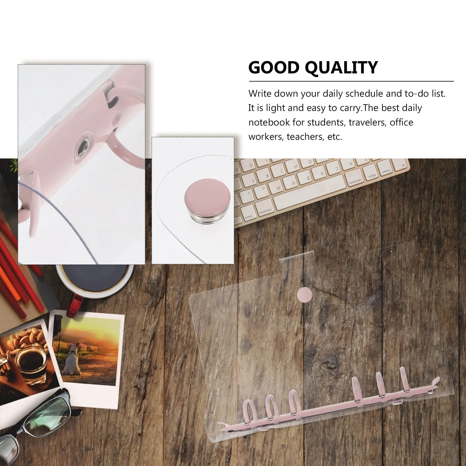 

1pc Transparent Loose-Leaf Folder 8.5X11 Inch Binder Notebook For Students Travel Office File Holder Paper Organizer School