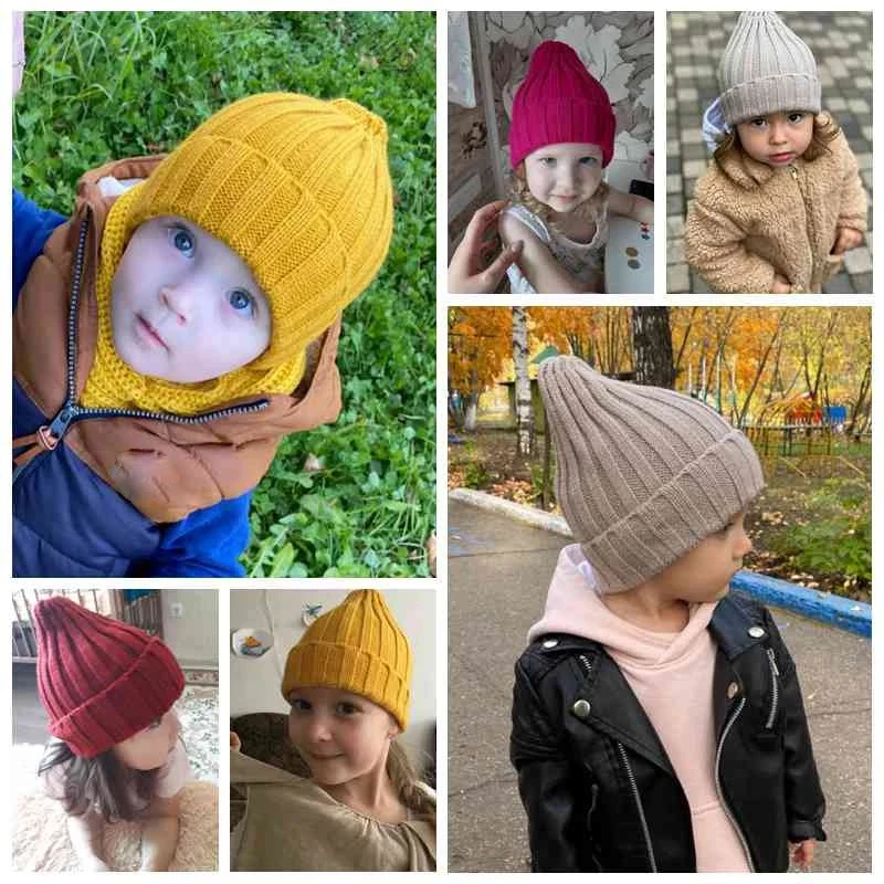 Gorro de ganchillo para bebé, gorro de lana de punto para padres e hijos, 21 colores, Otoño e Invierno