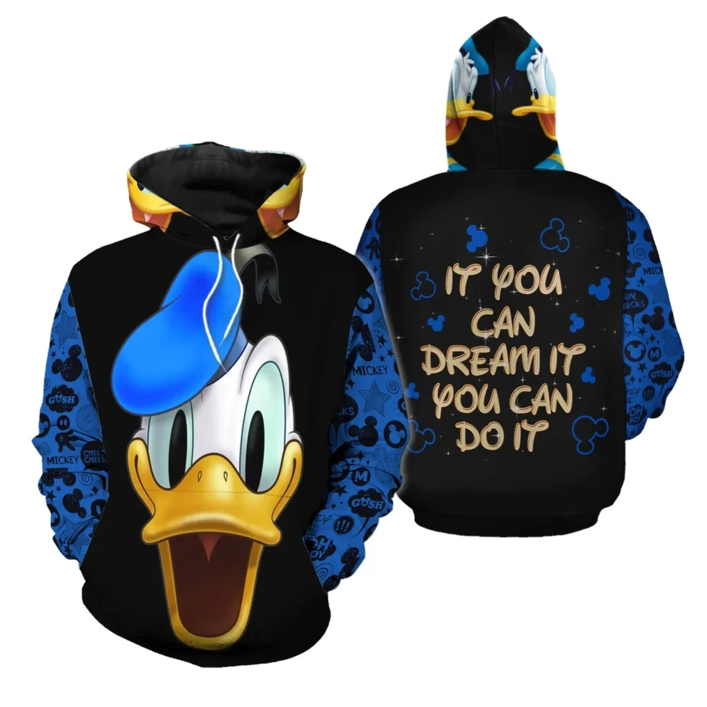دونالد داك الفتيان والفتيات هوديس ديزني البلوز ثلاثية الأبعاد مطبوعة الأطفال هوديس مينيسو الرجال هوديس ملابس للرجال الجديدة #3