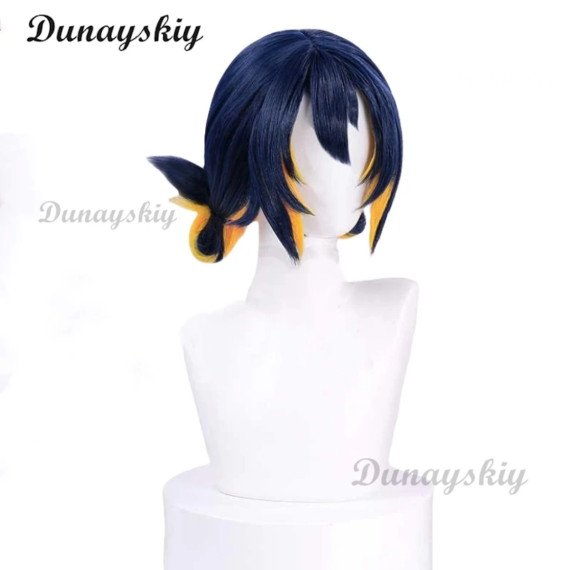 Anime Kiriko Cosplay Wig Mixed Color Kiriko Wigs Bow Hairpin Mask Heat Resistant Synthetic Hair Party Cos Wigs Props + Wig Cap