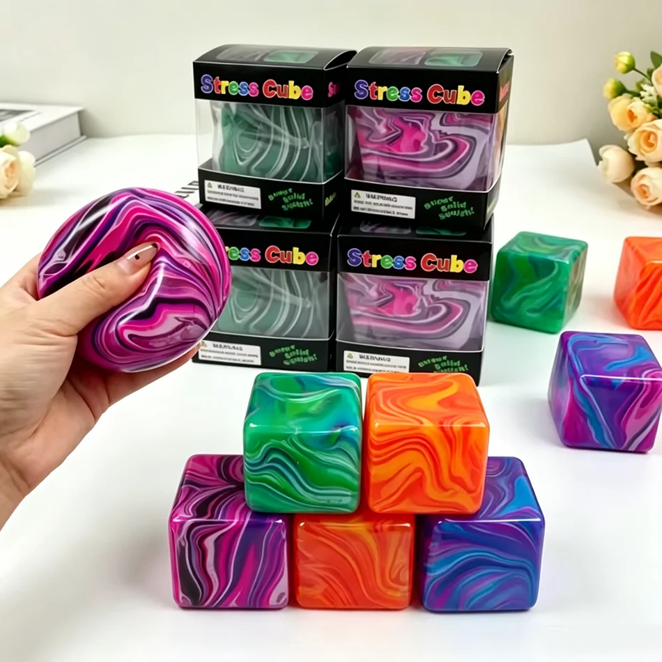 Heißer Squishy Rhyolith-Würfel Stressball, formbarer Quetschball, nicht zurückfedernd, sensorisches Fidget-Spielzeug für Kinder und Erwachsene, entspannende Geschenke