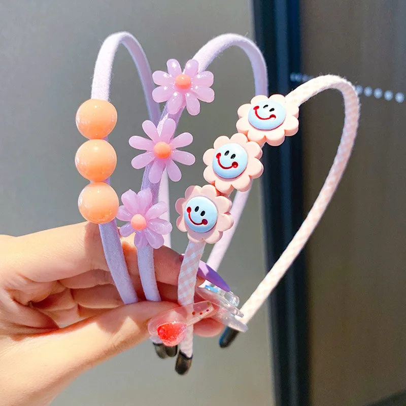 New Children Plastic Flower Thin Hairbands Love Daisy Cartoon Hairbands Hair Hoops for Girls Baby Headwear Hair Accessories