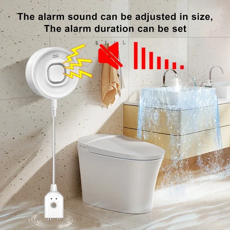

For Tuya Smart WiFi Water Leak Detector Liquid Leakage 100dB Alarm Overflow Level Detector Real-Time App Alerts