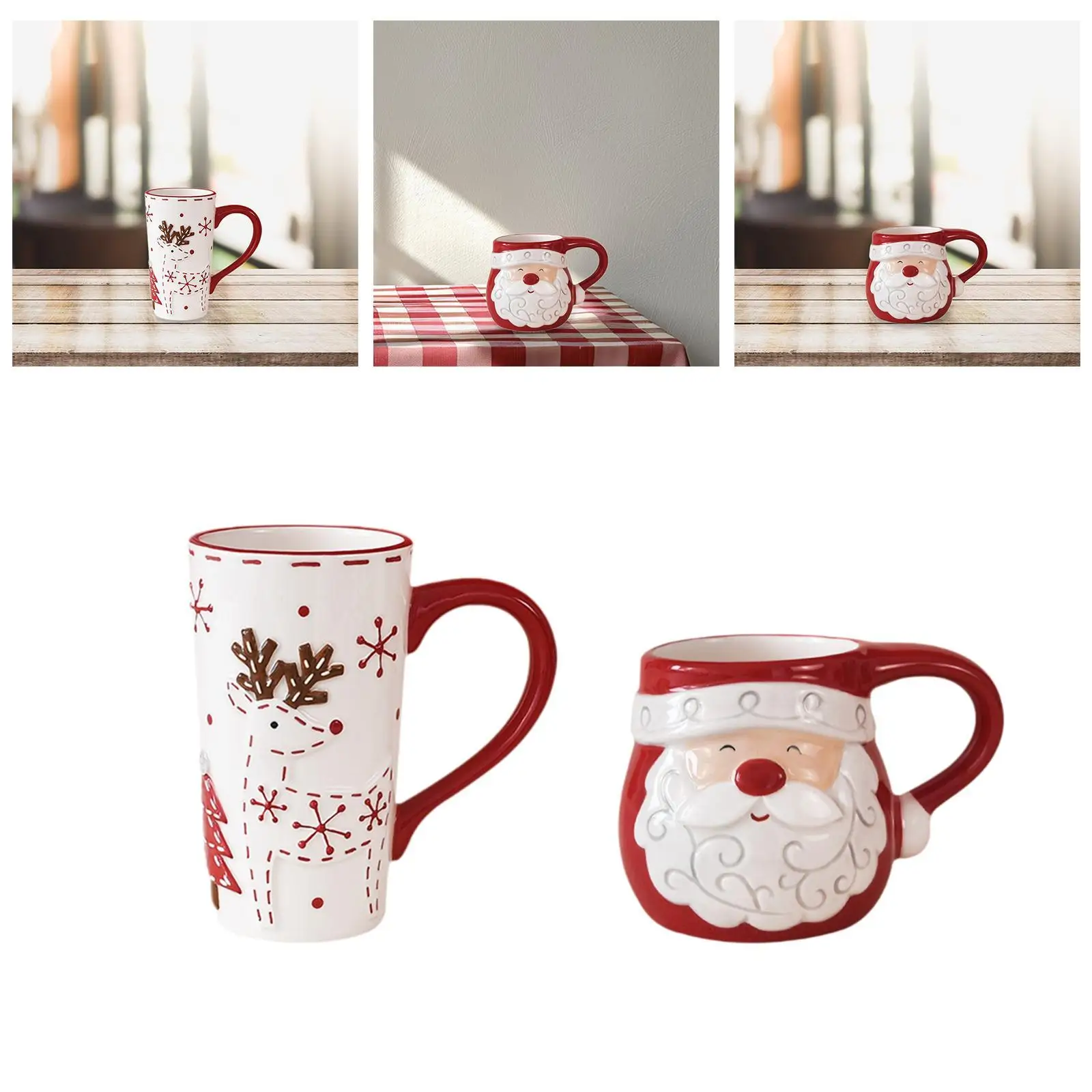 

Christmas Mug Embossment Novelty Teacup Water Cups Reusable Drinkware for Home Birthday Gift Daily Using Office Tableware