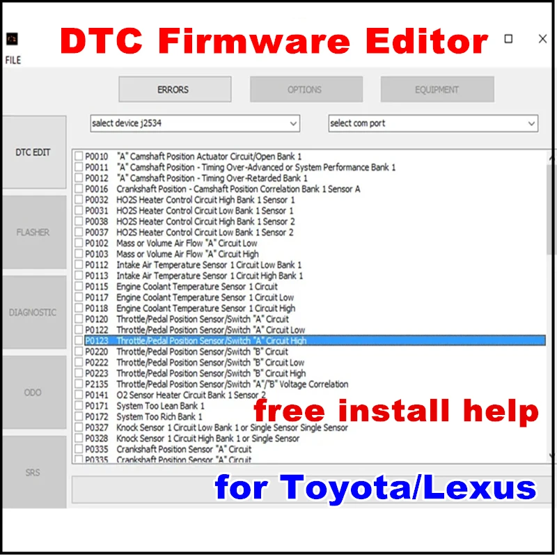 DTC Firmware Editor Software for Toyota / Lexus Support for 76Fхххх Microcontrollers English Version Free Install Help