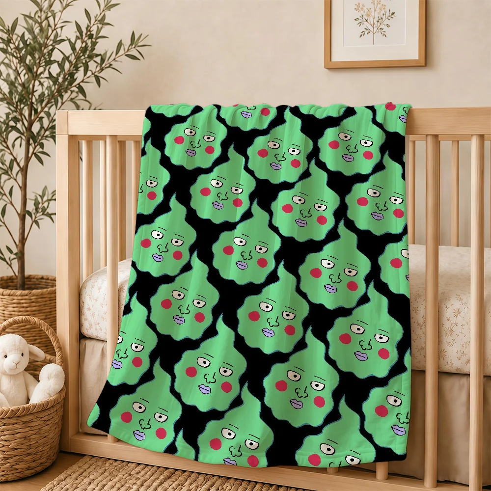 Anime M-Mob P-Psycho Dimple Funny Meme Blanket For Soft Warm Knee For Bedroom Living Room Bed Sofa Camping Picnic Office Gift