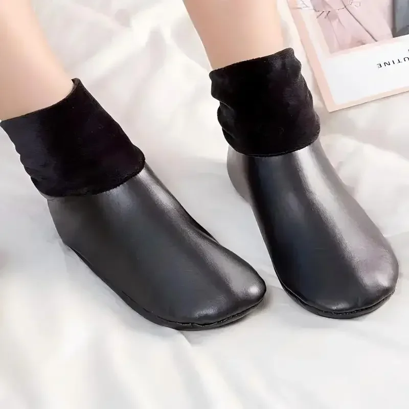 1/2/3 Pairs Weatherproof PU Leather Slipper Socks Waterproof Cloth Socks,Yoga Mats,Warm Sutumn&Winter Socks Men&Women\'s