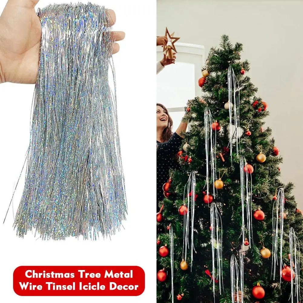 5000 Stränge Eiszapfen Schillerndes Lametta Folie Fransengirlande für Weihnachten Weihnachtsbaum Abschlussfeier Zubehör Urlaubsdekoration – Detail 3