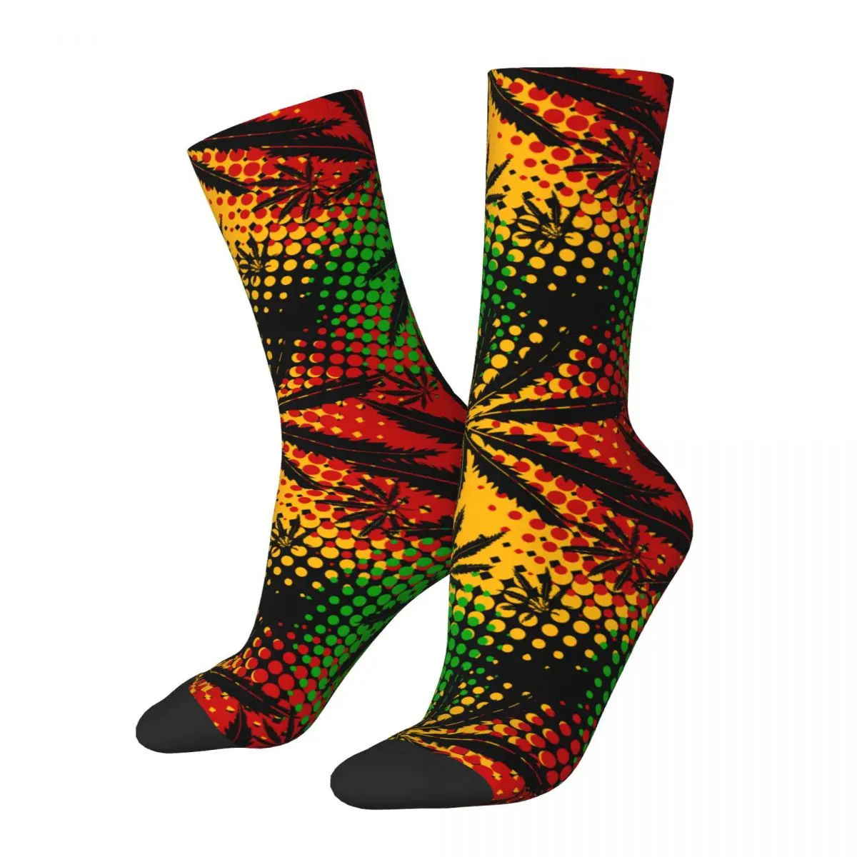 Winter Warm Harajuku Unisex Rasta Marijuana Cannabis Rastafarian Socks Weed Leaf Breathable Middle Tube Socks