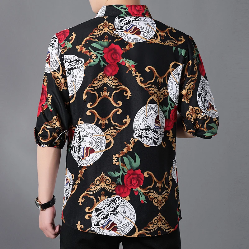 Spring Autumn New Arrival Men's Shirt Fashion Printed Long Sleeve Casual Social Shirts Men Business Office Plus Size 6XL 7XL