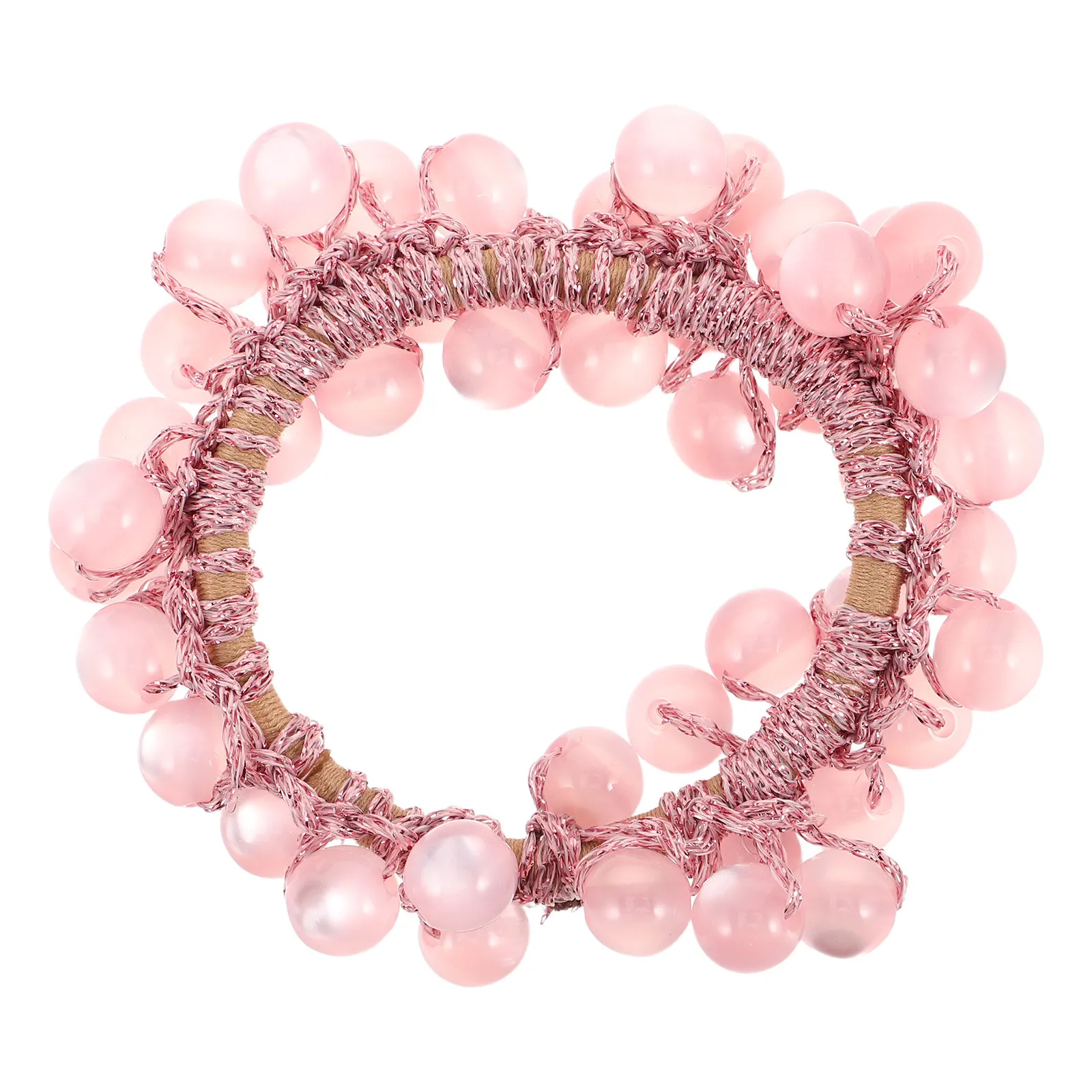 Elegant Pink Cat Eye Stone Hair Tie Comfortable Elastic Stretchy Hair Scrunchies for Women Daily Wear Special Occasion