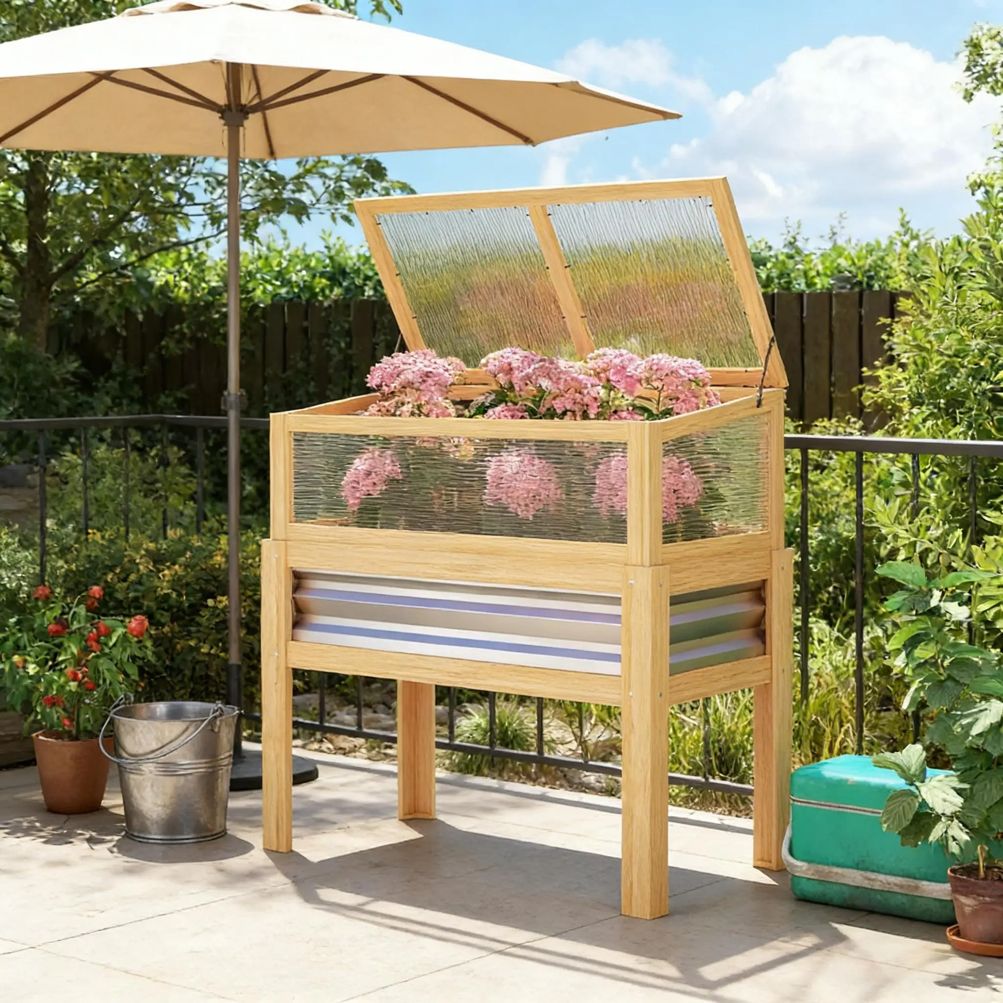 Stylish Flowers Box,Elevated Planter Box,Raised Garden Bed