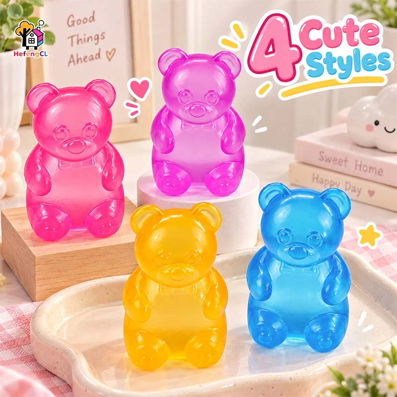 Cute Gummy Bear Squishy Toy, Soft Maltose Jelly Texture Squeeze Toy, Colorful Bear Shaped Fidget Toy, Party Favor, Classroom Pri