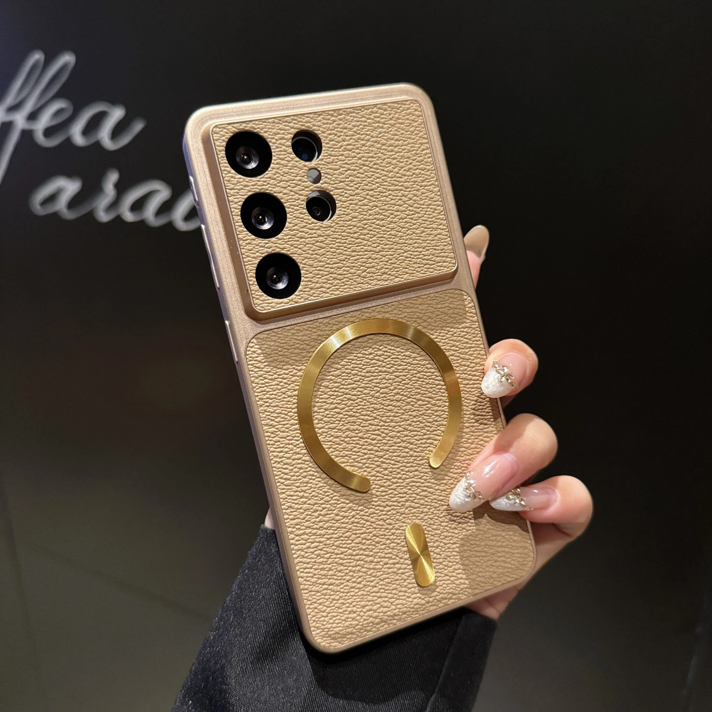 Luxury Litchi Texture for Magsafe Magnetic Phone Case for Samsung S26 Ultra S25 Plus S24 FE Wireless Charging Shockproof Cover
