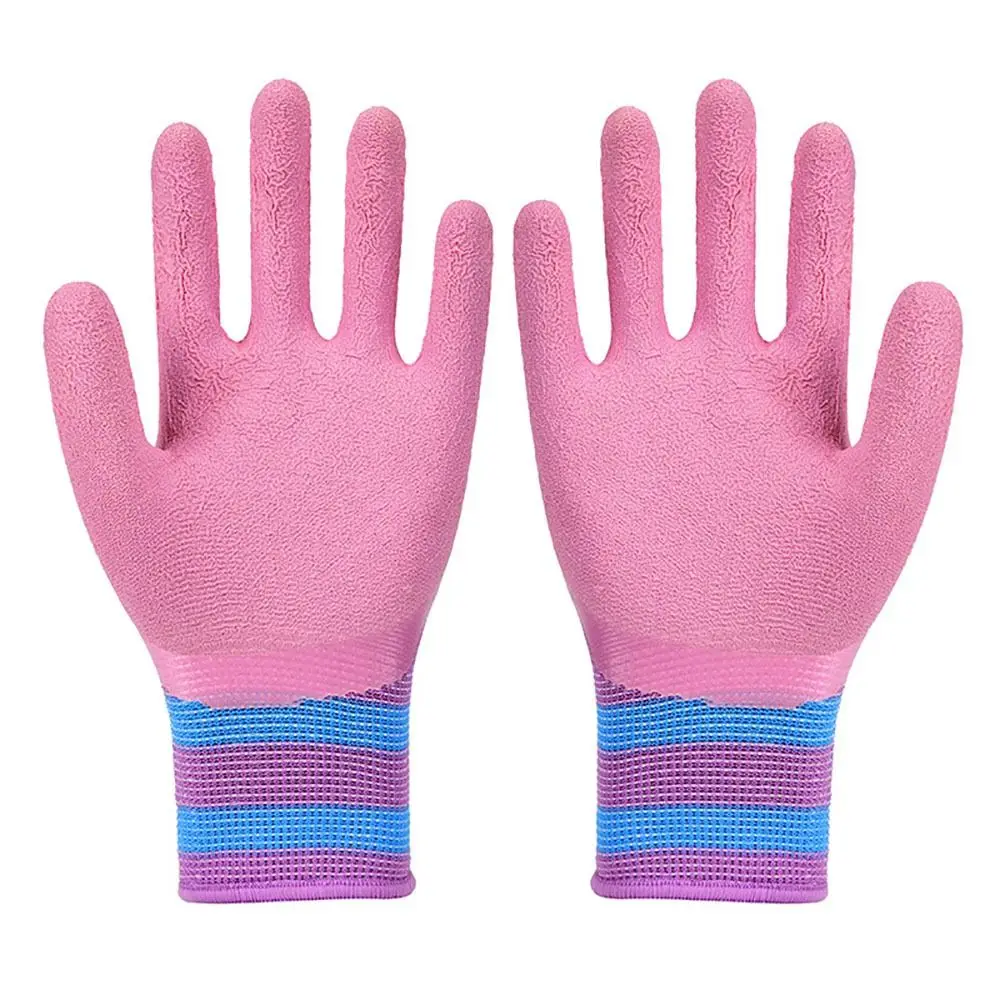 Tool Pink Working Gloves Nylon 15 Needles Rubber Coated Glove Wear-resistant Anti-slip Protective Mittens Female