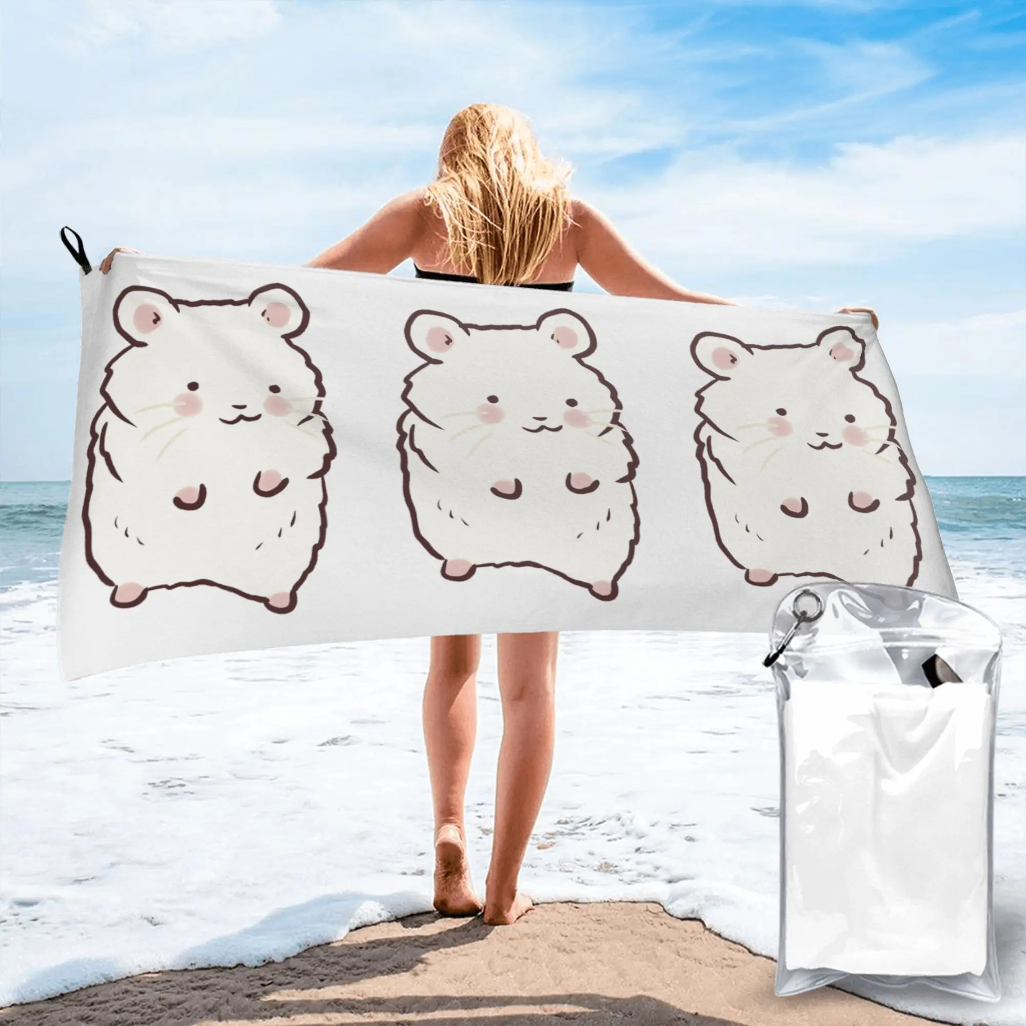 Cute Hamster drawing  Beach Towel Soft Microfiber Quick Dry Absorbent Quick Towels For Mountain Climbing