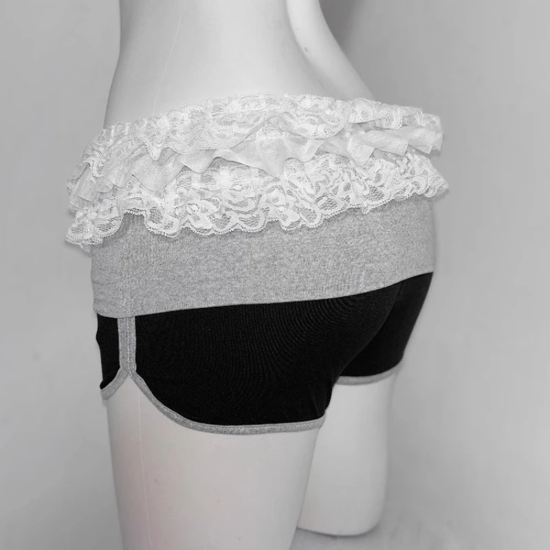 Original Three-dimensional Flower Decorative Women's Pants 2025 Summer New Lace Sweet American Retro Sports Casual Shorts Ladies