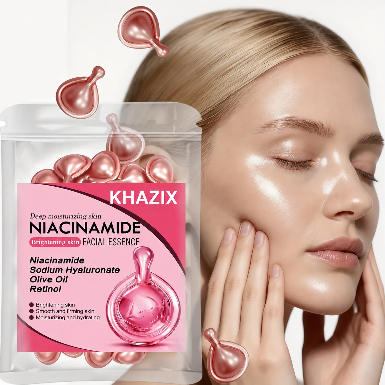 (0,5 g x 10 Kapseln)/Beutel - 1 Beutel Niacinamid-Gesichtsessenz-Kapseln, enthält Retinol, Olivenfruchtöl, Gardenienextrakt, aufhellend – Detail 2