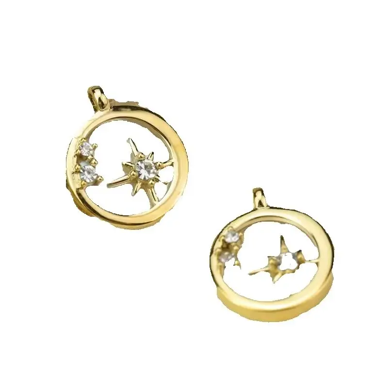 Titanium steel furnace gold plated fritillaria inlaid with round eight Star pendant DIY hand accessories