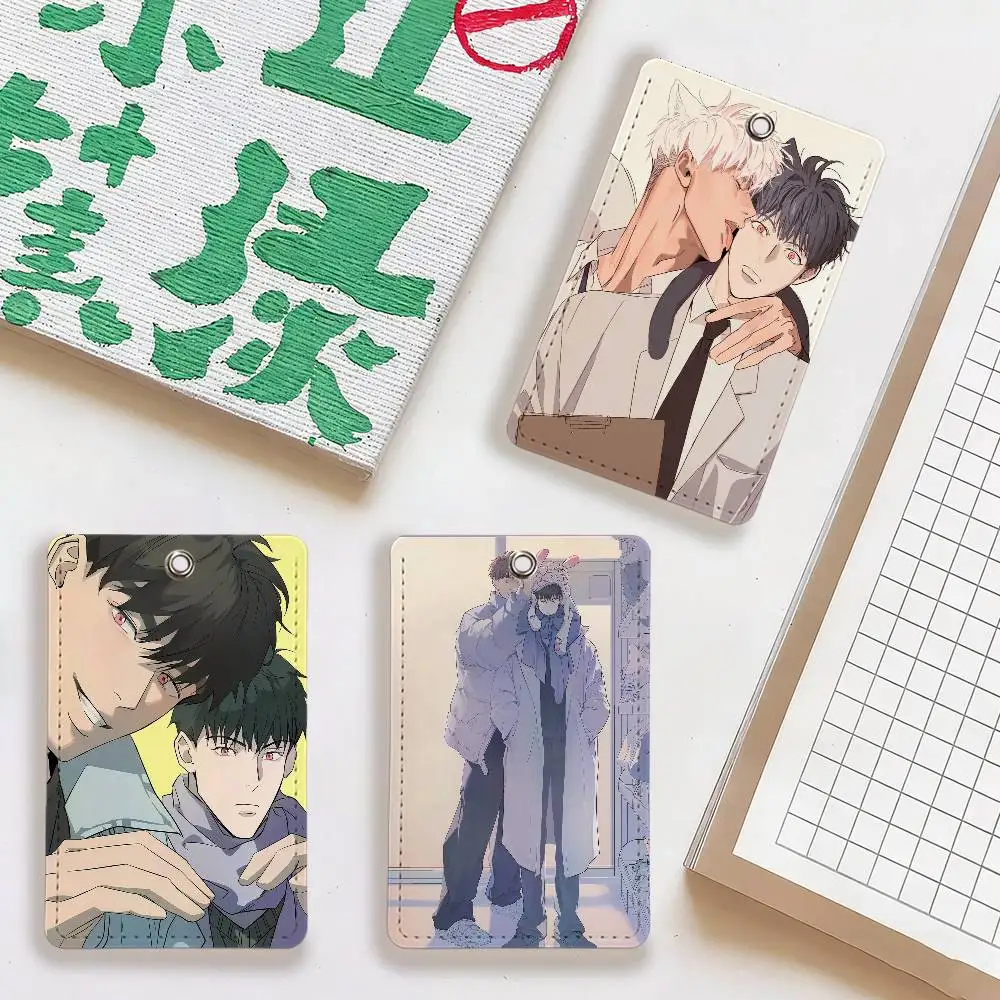 

Держатель для карт из комиксов M-mignons для мужчин и женщин, универсальный антикоррозийный брелок из искусственной кожи, кольцо для ключей с доступом