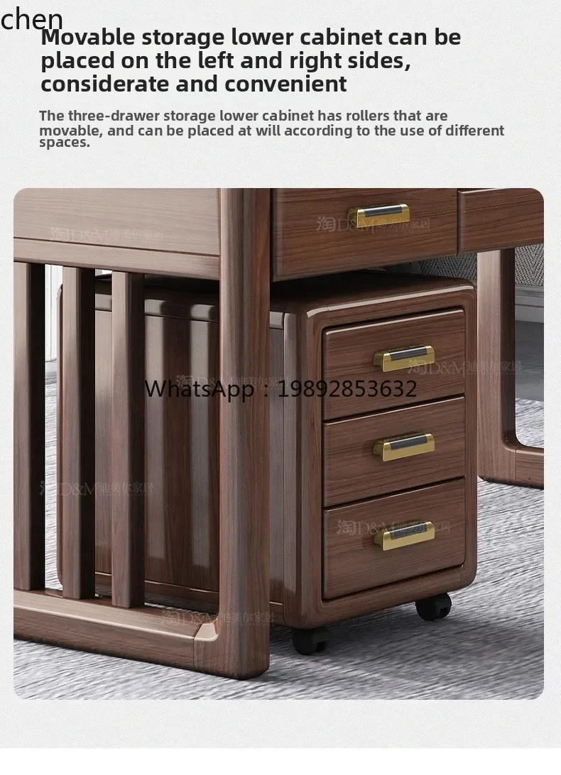 

7BGZSolid Wood Book Light Luxury Walnut Office Study Chinese Book Boss Desk Computer Desk