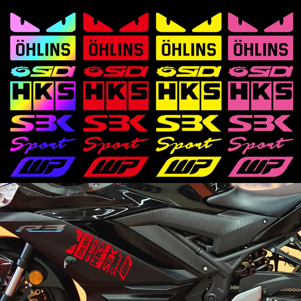 Reflective Motorcycle Whole SET Decal Moto Tank Fender Helmet Accessories Stickers For Voge 900 DSX Aprilia MT07 Z900 R1 S1000RR