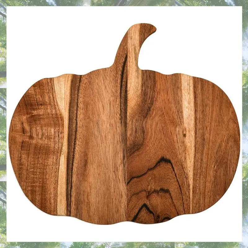 

2025 Trend Halloween For Kitchen Decoration Pumpkin Shaped Wood Cutting Board, Boards With Handle, Serving Platter