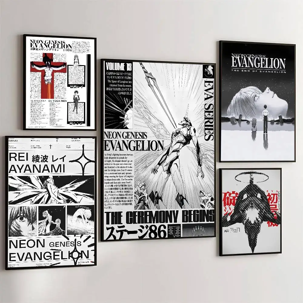 Póster de Anime N-Neon G-Genesis E-Evangelion, decoración de pared adhesiva HD para el hogar, impermeable, decoración estética para sala de estar y Bar, 1 ud.