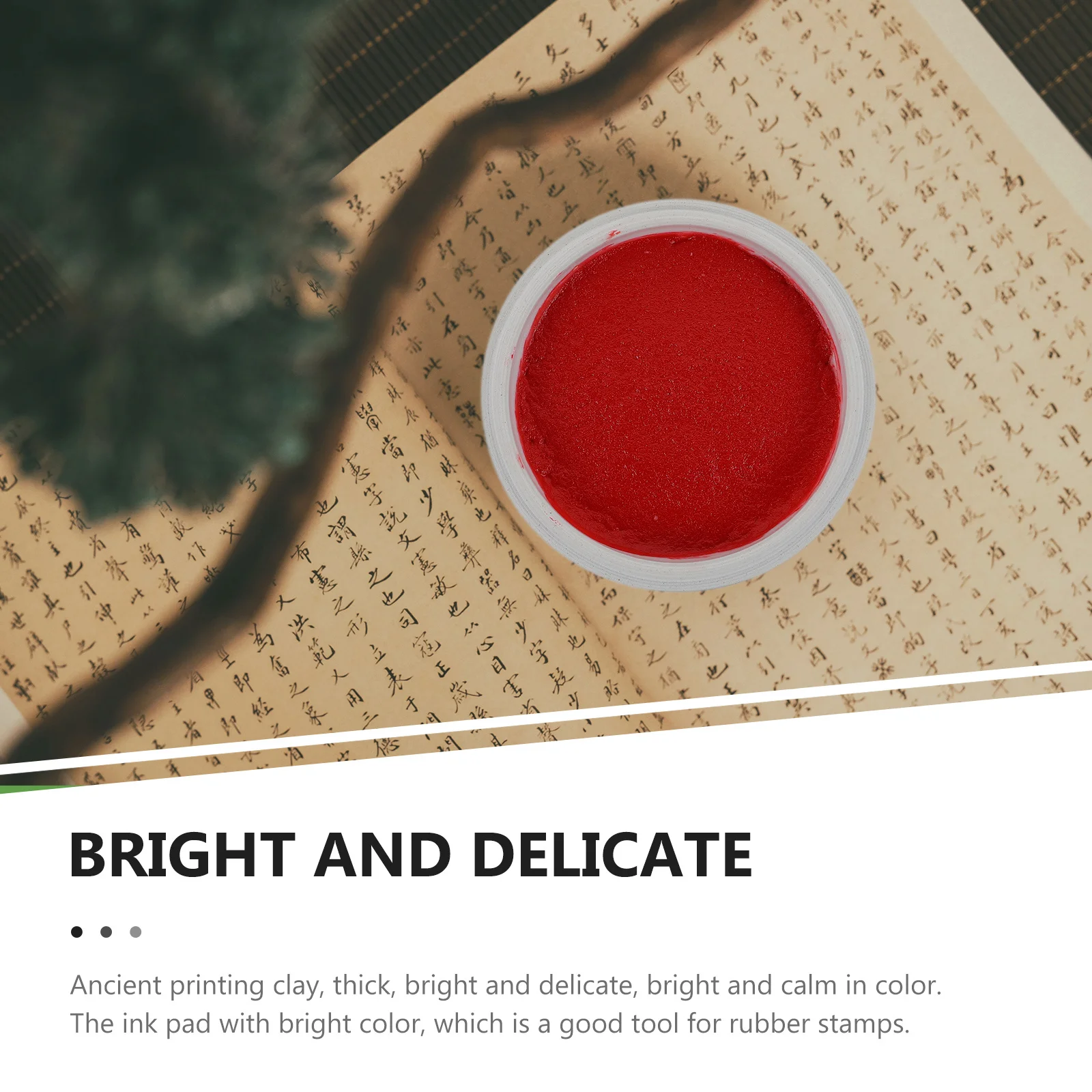 1pc Premium Ink Pad Multi-Purpose Chinese Calligraphy Supply Red Inkpad With Ceramic Box For Diy Painting Craft Scrapbook