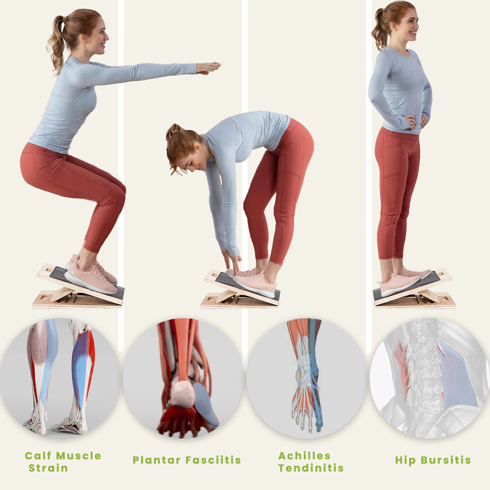 لوح خشبي محمول مائل - لوح مائل قابل للتعديل ونقالة ربلة الساق، لوح مائل احترافي لتمديد الساق