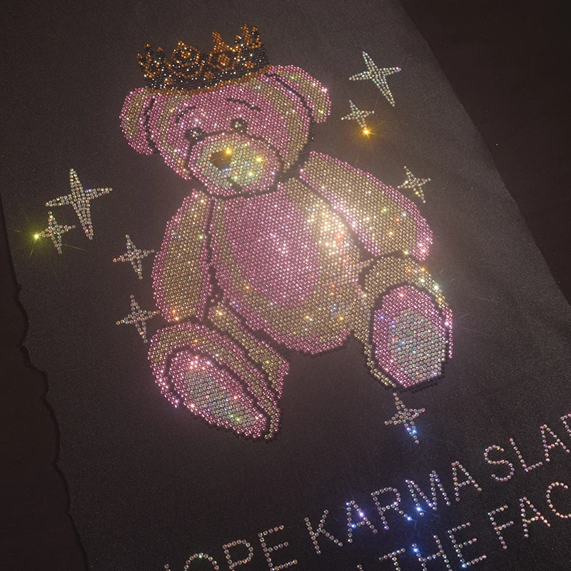 Parche Grande de Moda de Alta Calidad con Diseño de Oso Brillante y Adorable para Planchar en Suéteres, Chaquetas y Accesorios de Ropa