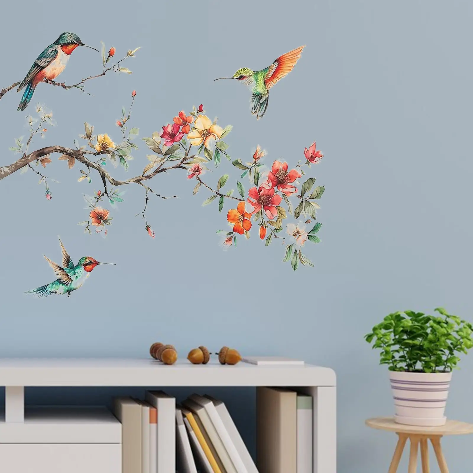 

Flowers Birds Wall Sticker Peel and Stick Modern Art Decal Decoration Removable for Bedroom House TV Wall Living Room Study