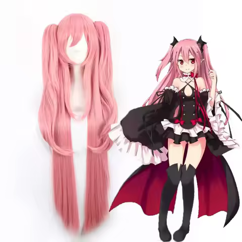 Krul Tepes 100CM Long Straight Wig Owari no Seraph Of The End Synthetic Hair Anime Cosplay Wig Ponytail Wigs