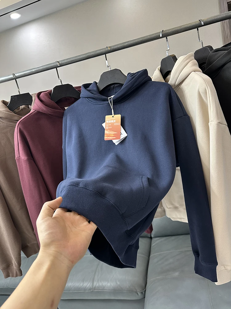 

Мужская толстовка-куртка в стиле ретро с американским дизайном, на флисовой подкладке, теплая, повседневная, осенне-зимняя, свободного кроя