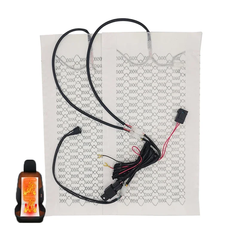 Universal 12V Car Seat Heater Carbon Fiber Car Seat Heat Pads Kit Round Switch Wire Harness High Low Temperature Control Set