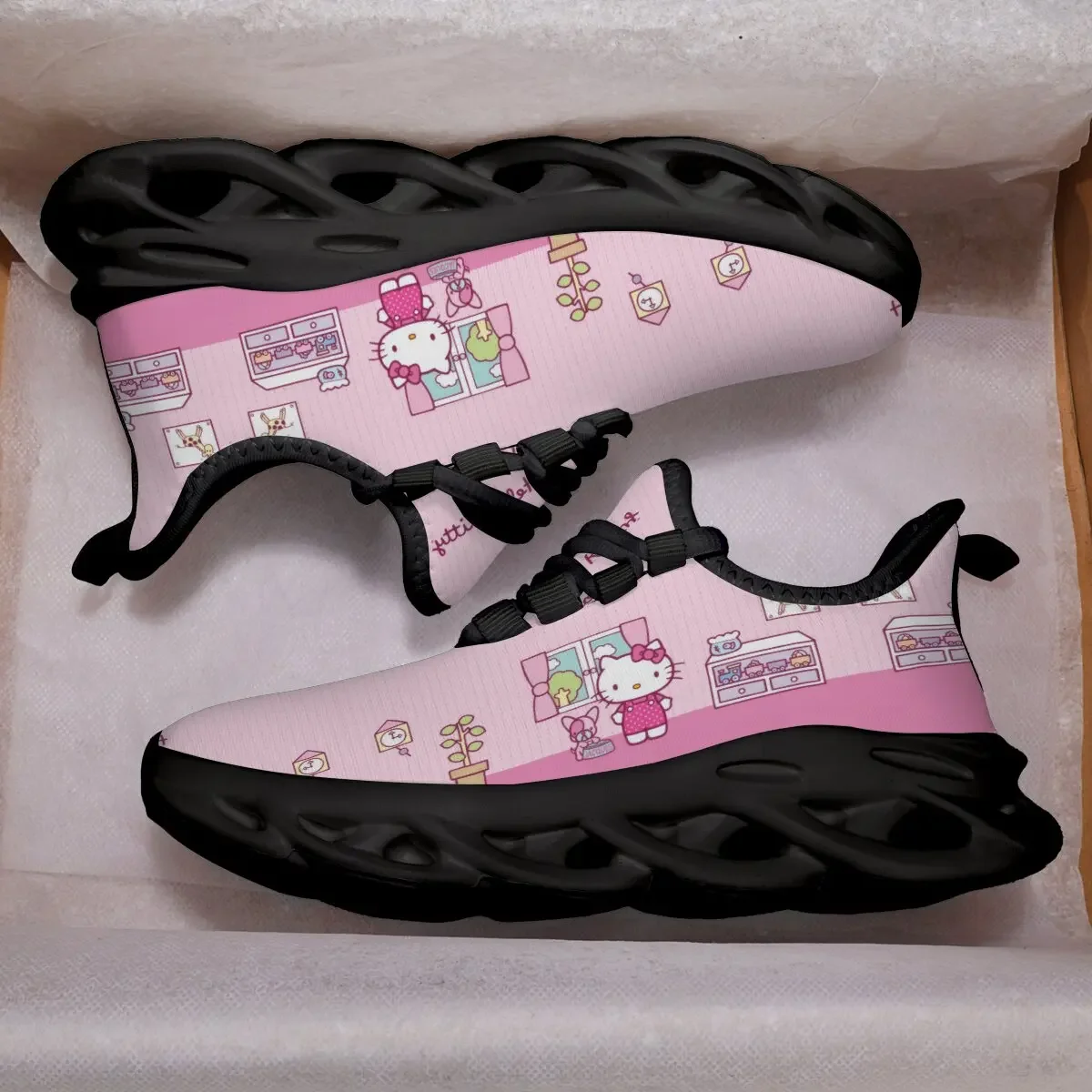 

Trendy Kids Sneakers Pink Cartoon Hello Kitty Running Shoes Disney Girls Running Shoes Cartoon Breathable Anti Slip