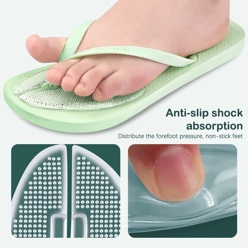 /Vly/Almohadillas para sandalias tipo chanclas, protectores de dedos, antideslizantes, transparentes, insertos para el antepié, almohadillas para zapatos, plantillas, 1 par