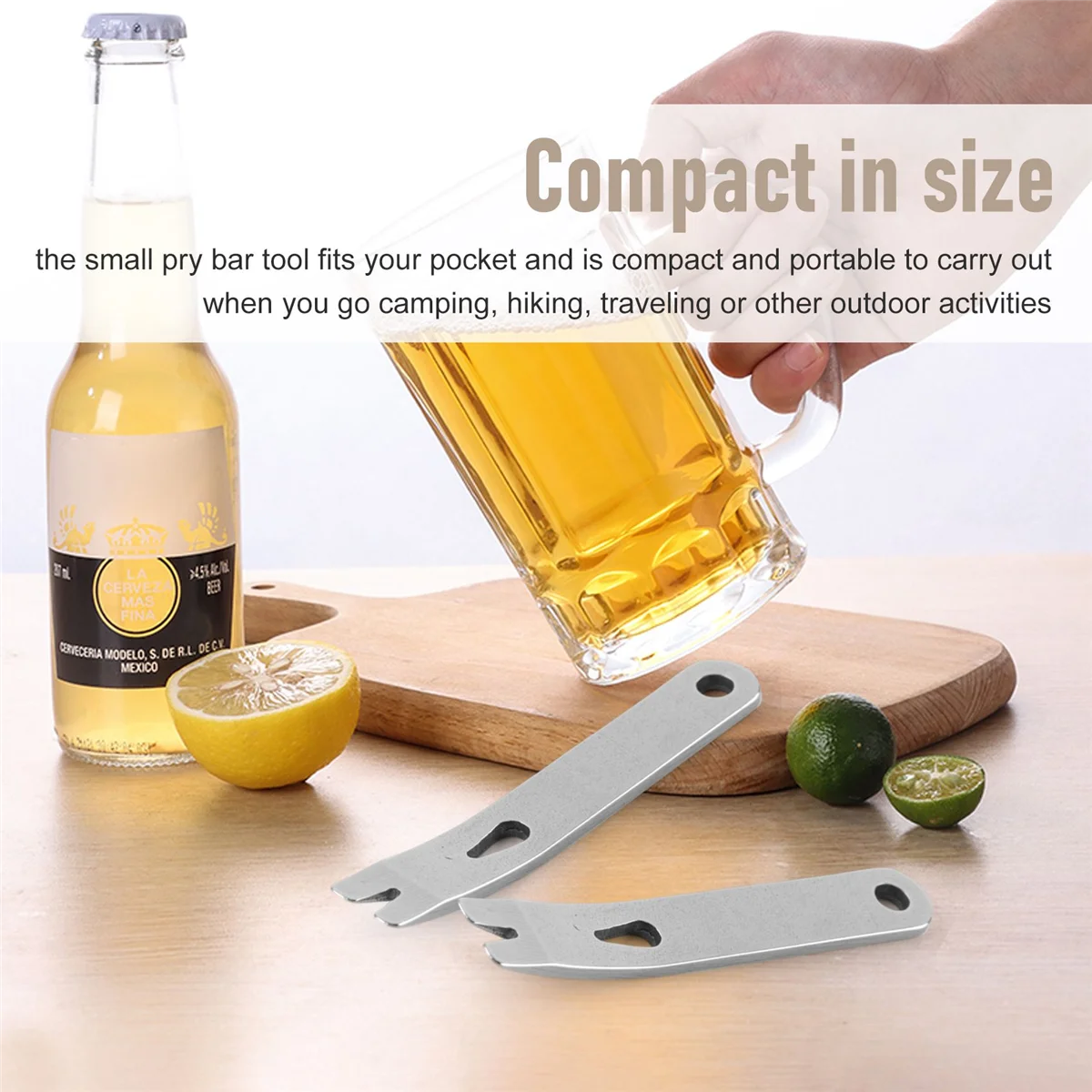 

ABLK 8 Pieces Mini Pry Bar Stainless Steel Flat Bar Multifunction Small Pry Bar EDC Mini Crowbar Survival Opener Tool Set