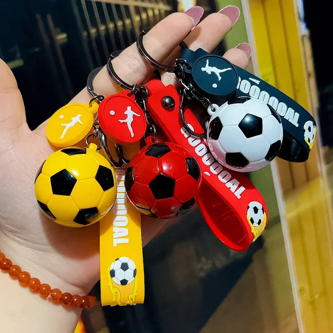 Mini Soccer Pendant Set Keychain Ball Game Imitation Soft Plastic Sports Souvenirs Fan Gift Bag Accessories