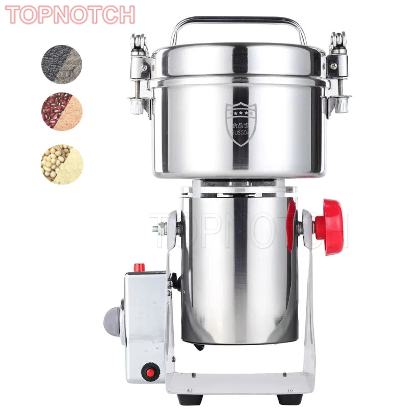 Commercial Grain Grinder High Speed 2500W Cereals Spices Powder Crusher Stainless Steel Coffee Grinder