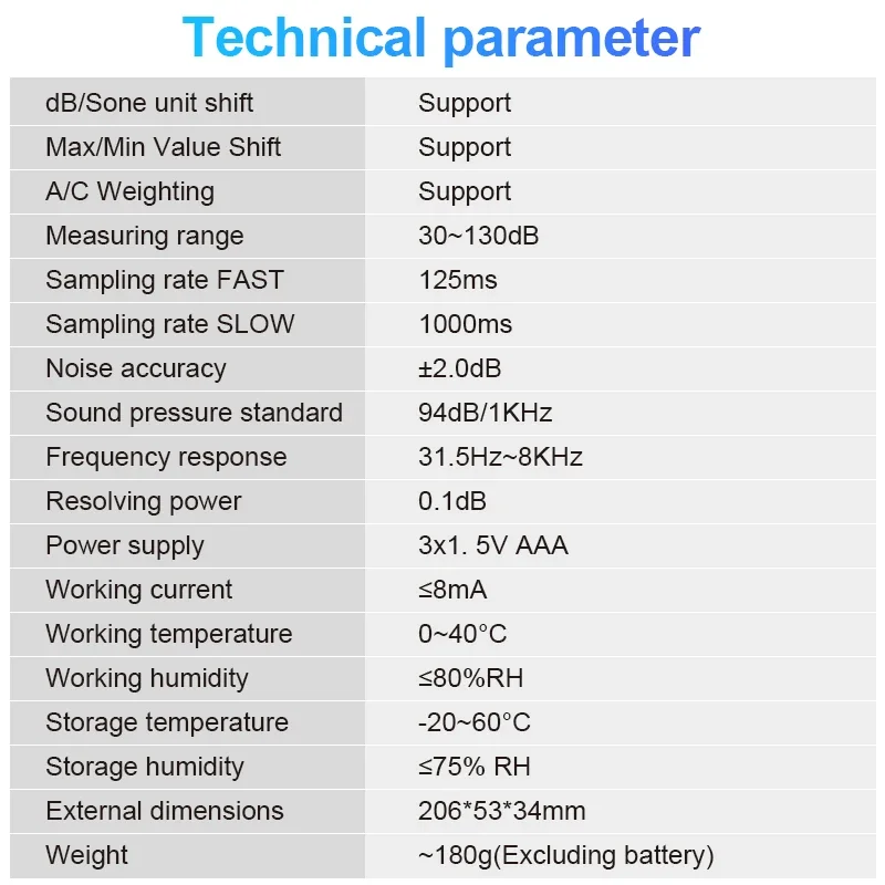 SL750B مقياس الصوت الرقمي dB وحدة واحدة ديسيبليمتر 30 ~ 130dB قياس ديسيبل مستوى الصوت الضوضاء ديسيبيليوس ديسيبل مراقب