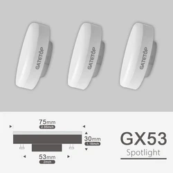 Bombilla LED GX53 de 3 piezas, foco de alto Lumen, luz de rejilla, AC110V, 240V, sin parpadeo, 100LM/W, luz blanca cálida adecuada para Cocina