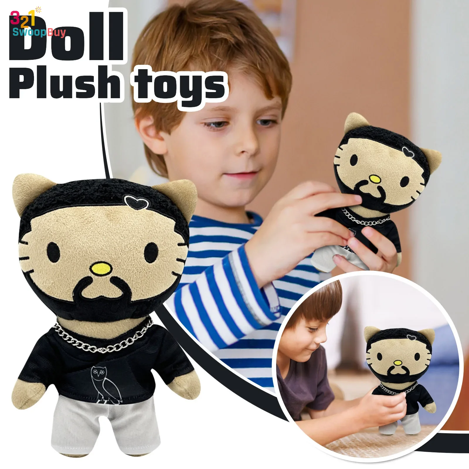 لعبة حيوانات محشوة ناعمة على شكل سلسلة لحية - ديكور شارب طويل مضحك للغرفة/المكتب، هدية مبتكرة للأطفال